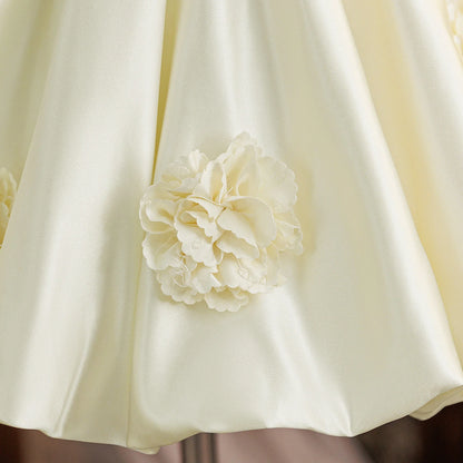 Summer Flower Bridesmaids Girls Dress Elegant Birthday Party Princess Prom Dresses Girl Gala Bow Baptism Wedding Evening Costume