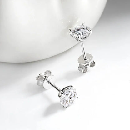 Real 0.2CT-3CT D Color Moissanite Four Claws Stud Earrings For Women Top Quality 100% 925 Sterling Silver Wedding Jewelry