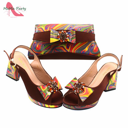 Red Color Italian Design Shoes Matching Bag Set Super High Heels Pumps for Garden Party