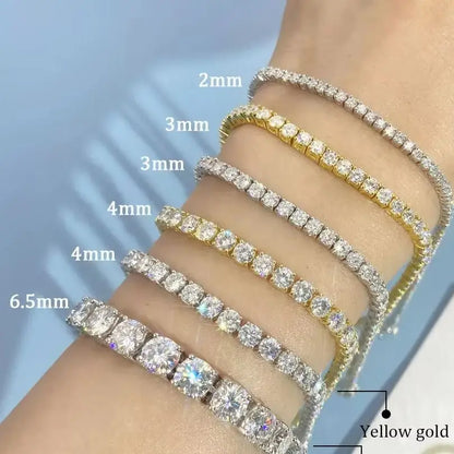 Hip Hop 2 2.5 3 4 5 6.5mm Unisex Moissanite Tennis Bracelet For Women Men 925 Sterling Silver Moissanite Bracelet Fine Jewelry