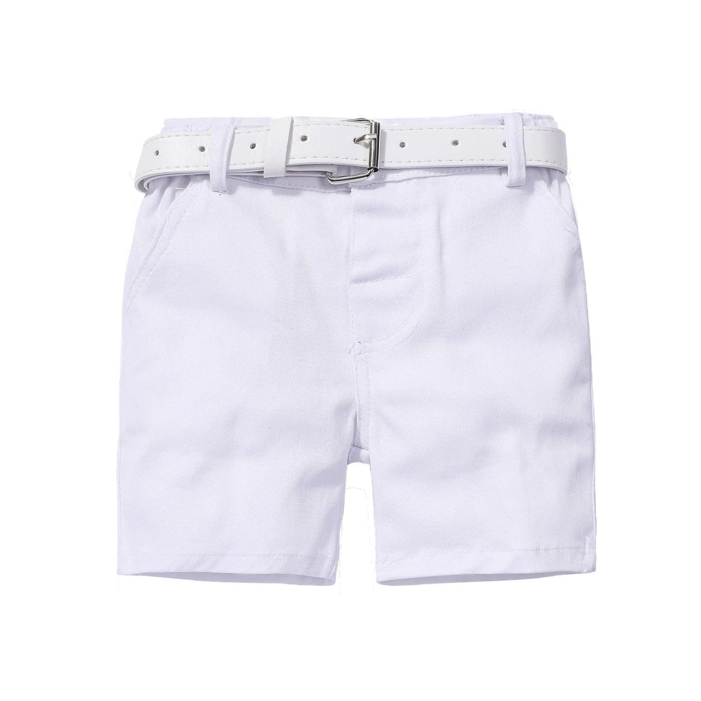 Summer Kids Boys Formal Outfit Suit Crown Printed Shirt with Bow Leather Belt Boy Birthday Party Clothes Set 1 2 3 4 5 6 Years