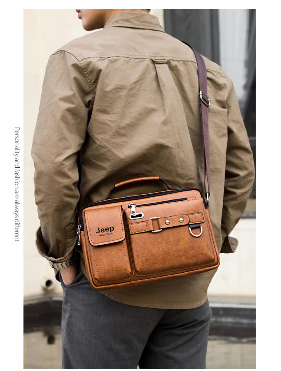 Multi-function Business Handbags Men New Man's Shoulder Bags Large Capacity Leather Messenger Bag Crossbody Big Brand