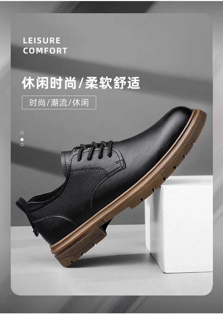 handmade men's shoes business casual leather shoes breathable soft sole comfortable classic lace-up men's shoes
