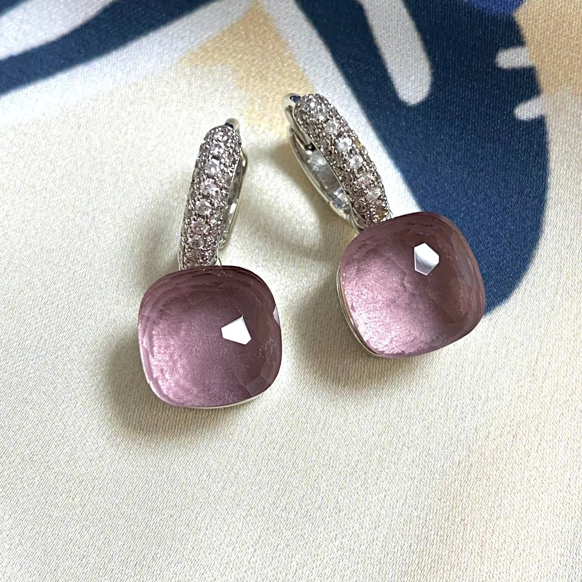 Classic Candy Color Earrings Inlay Transparent Zircon 27Colors Crystal Earrings Platinum Plated Fashion Jewelry For Women