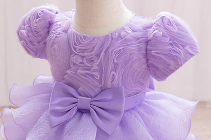 Baby Dress 2025 Spring/Summer on new three-dimensional floral soft yarn birthday party piano Performance Girl dress Elegant fluf