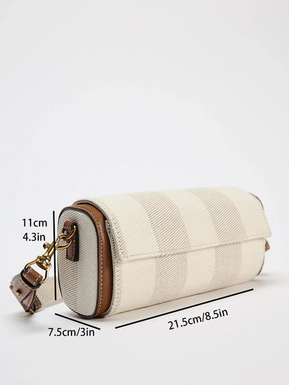 Wide Strap women's Vintage Crossbody Bag Summer Tote Ladies Luxury Handbags One Shoulder Armpit Small Cylinder Bags For Femele