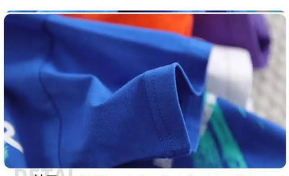 Children's set 2026 new Korean version boys' summer printed letter round neck short sleeved shorts two-piece set 4-12Y
