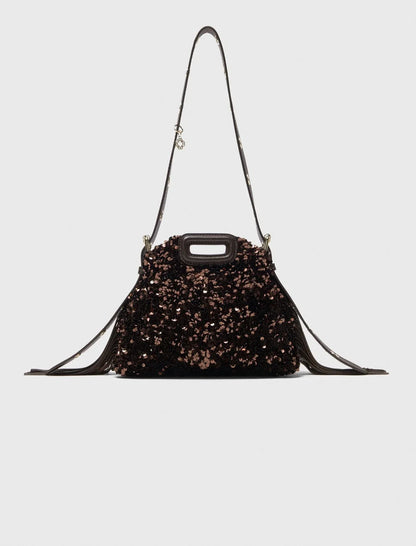 Glitter Sequined Handbag for Women, Luxury Designer Shoulder Bag with Tassel, Fashion Crossbody Bucket Bag for Ladies Elegant
