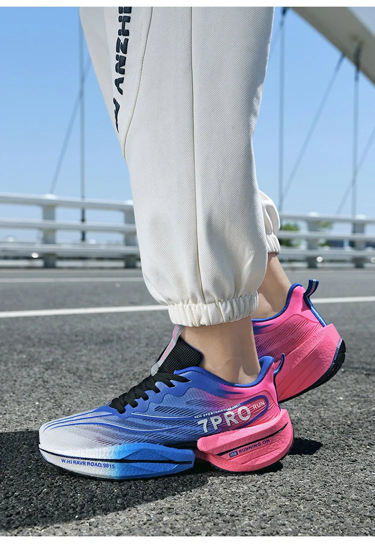 Men's Carbon Plate Sneakers Outdoor Soft Sole Mesh Sports Shoes Running Shoes Light Anti-Slip Casual Couple Tennis Shoes