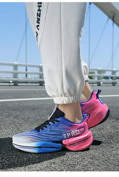 Men's Carbon Plate Sneakers Outdoor Soft Sole Mesh Sports Shoes Running Shoes Light Anti-Slip Casual Couple Tennis Shoes