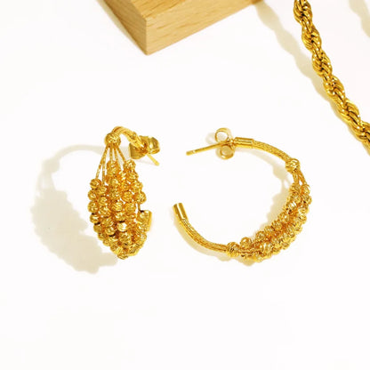 Exclusivo conjunto de joias de casamento folheadas a ouro brasileiro, colar de contas de cobre de alta qualidade, pulseira multicamadas e brincos.