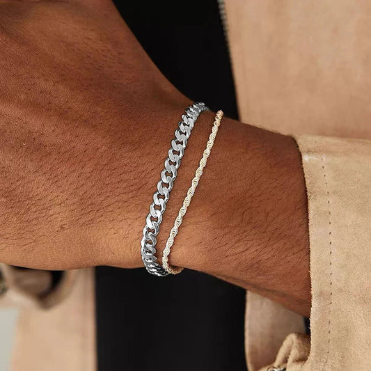 Trendy Cool 5mm Hip Hop Cuban Bracelets for Men 100% Pure S925 Silver Chain 18k Plated Fine Jewelry Party Birthday Gift