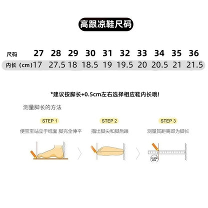 2025 Summer New Fashion Flower Girls' Princess Shoes Crystal Performance Children's Sandals Pointed Toe Children's High Heels