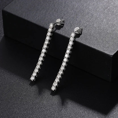 2.5mm 3mm D Color Moissanite Long Tassel Drop Earrings Women Ear Fine Jewelry All Lab Diamond S925 Silver Stud Earring Gift