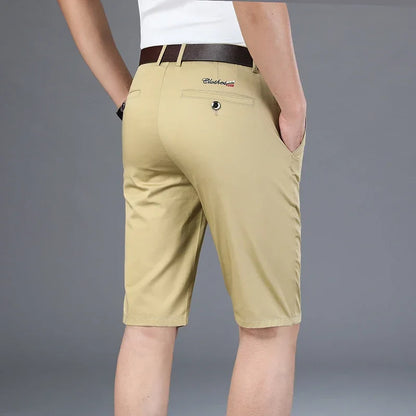 6 Colors Casual Shorts Men Summer New Fashion Business Straight Elastic Thin Short Pants High Quality Male Clothes Khaki Beige