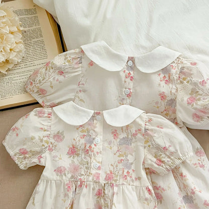 Sweet Princess Dress European and American Style Summer New Flower Printed Children's Clothing Girls Dresses