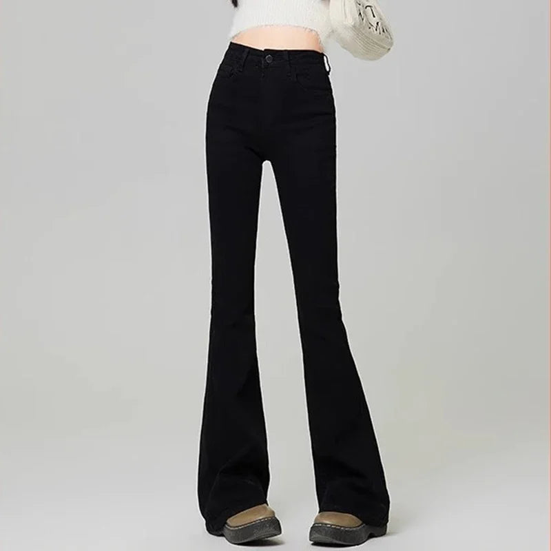Woman Korean High Waist Grunge Flare Jeans