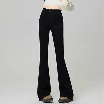 Woman Korean High Waist Grunge Flare Jeans