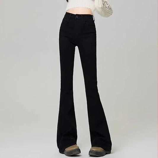 Woman Korean High Waist Grunge Flare Jeans