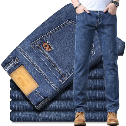 2025 Men's Casual Thin And Lightweight  Skinny Jeans Trousers Tight Pants Solid Colors