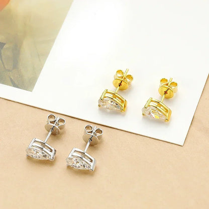Waterdrop Solitaire Moissanite Stud Earring with Certificate 1-4CT Pear Cut Diamond Ear Studs S925 Silver Jewelry for Women Men