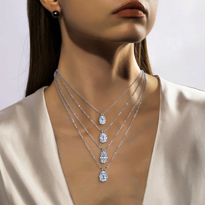 2-5ct Oval Moissanite Necklace 0.5-3ct Earrings 925 Sterling Silver 18k Gold Plated Wedding Jewelry Set Woman Gifts