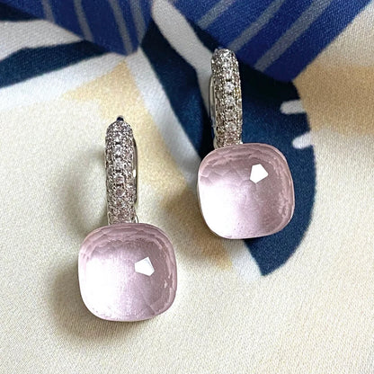Classic Candy Color Earrings Inlay Transparent Zircon 27Colors Crystal Earrings Platinum Plated Fashion Jewelry For Women