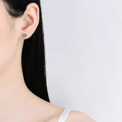 0.3-2CT Moissanite Stud Earrings For Women Screw Thread Ear Studs 925 Sterling Silver Wedding Jewelry Pass Diamond Test