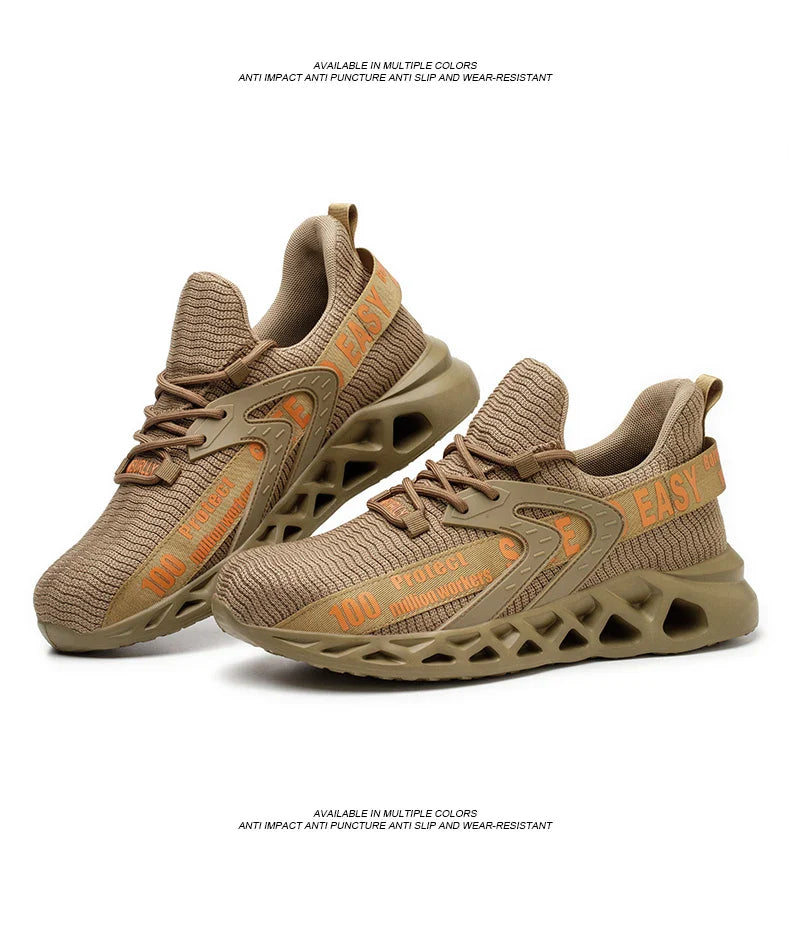 Work Safety Shoes For Men Lightweight Protective Work Sneakers Lightweight Men Shoes Breathable Shoes Anti-Puncture Work Shoe