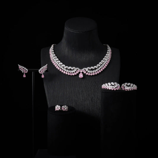 Luxury Bridal Cubic Zirconia Necklace Set for Women Dubai Jewelry Sets  Wed Jewelri Wedding & Engagement musulman ens