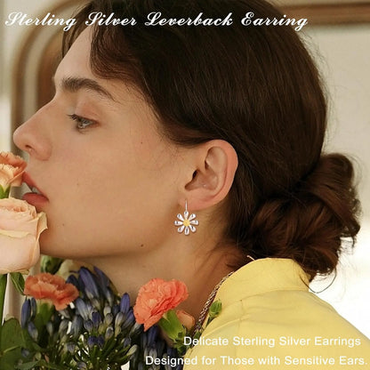 925 Sterling Silver Daisy Earrings Flower Drop Dangle Earrings Flower Jewelry Gifts for Women for Sensitive Ears