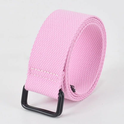 Fashion Free Punch Canvas Belt Cotton Canvas Cloth Fabric Buckle Belt Double Ring Buckle Best Canvas Belts Men's