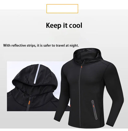 Running Jacket Hooded Jogging Tight Sportswear Quick Dry Men Reflective Training Set Gym Clothes Fitness Compression Sport Suit