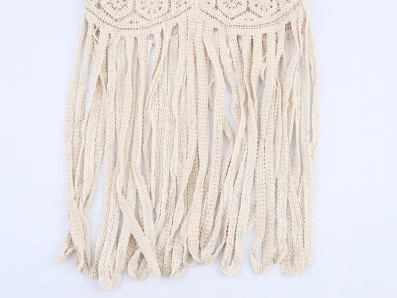 Women's Summer Knitted Boho Fringe Midi Skirt, Lightweight and Breathable, Perfect for Beach Play and Vacation