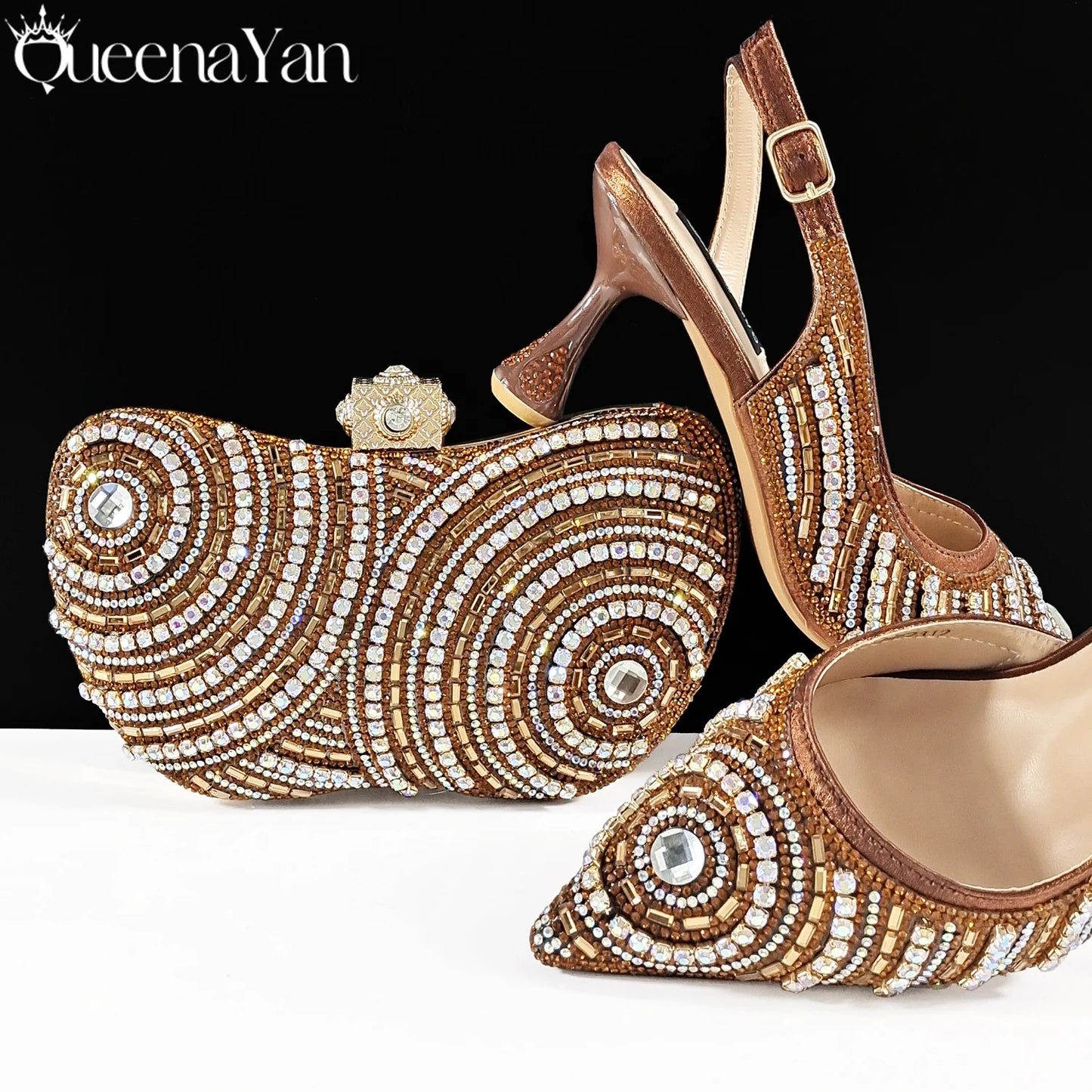 Elegant Nigerian Women's Royal Blue Only Shoes or with Rhinestone Handbag Set - Italian Design for Weddings