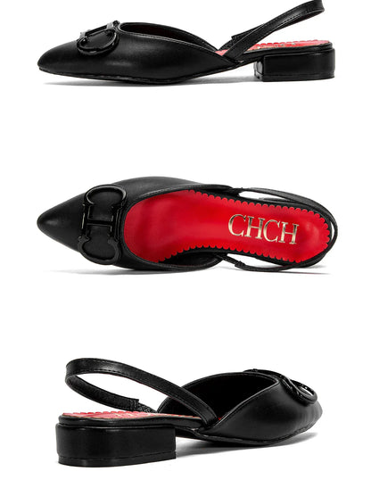 Women's Sandals 2024 New Black Pointed Flat bottomed loafers Simple Black Business Women's Shoes