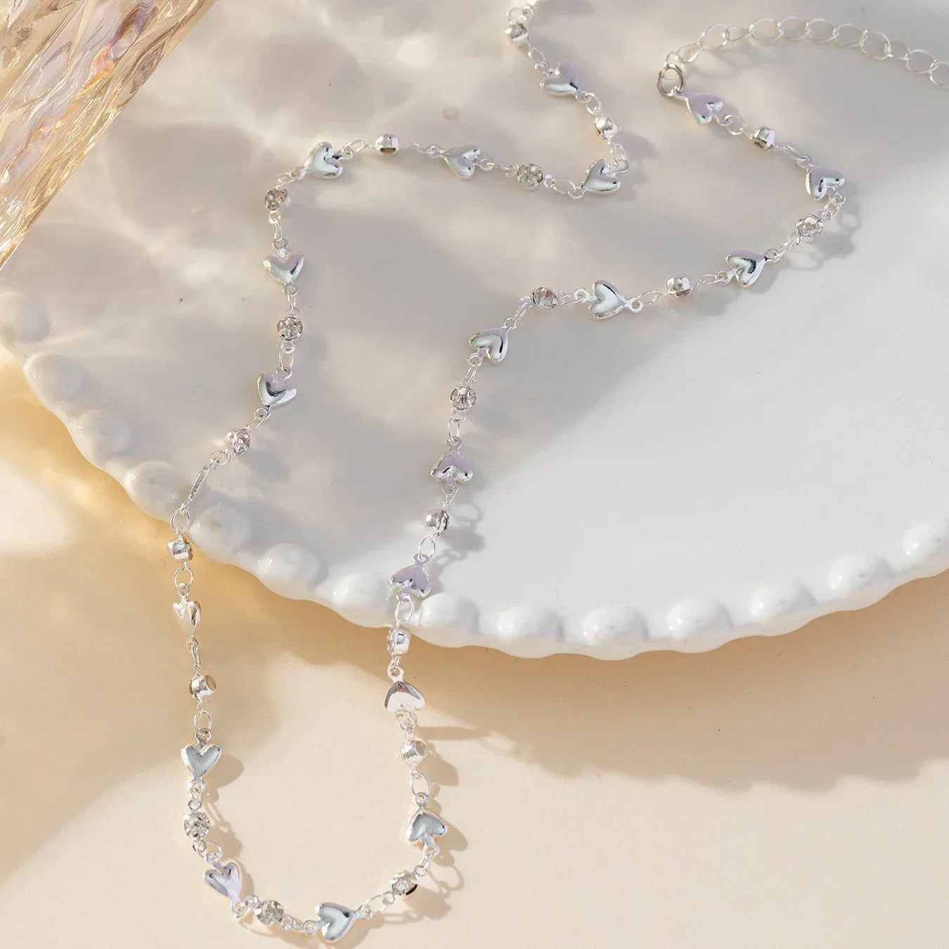 Trendy Gold Silver Color Glass Long Y-Shaped Necklace Metal Collarbone Chain Summer Holiday Party Bohemian Body Jewelry Gifts