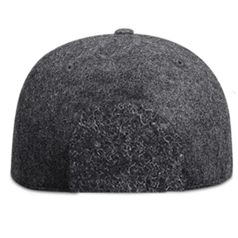 Woolen Winter Full Closed Fitted Cap Hat New York Size Trucker Men Bill Hip Hop Solid Baseball Blank Flat Visor Brim Era