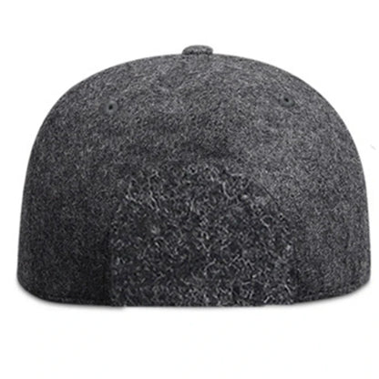 Woolen Winter Full Closed Fitted Cap Hat New York Size Trucker Men Bill Hip Hop Solid Baseball Blank Flat Visor Brim Era