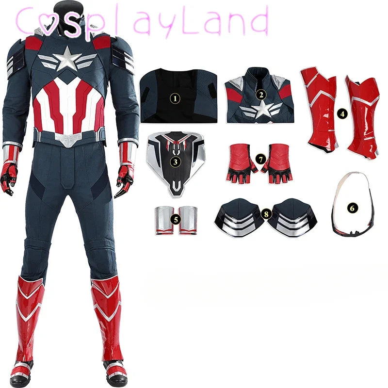New Superhero Cosplay Costume Captain Steve Rogers Suit Adult Men Halloween Comic Con Outfit Custom Made Superhero Jumpsuit