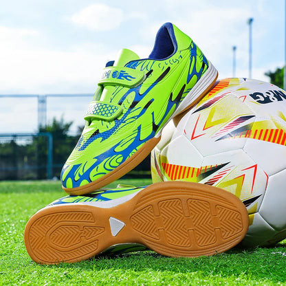 Soccer Shoes with Patent Leather Upper for Kids, Multicolor TF Training Styles
