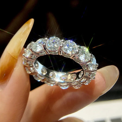 Pretty 1.5mm-5mm Full Moissanite Row Rings for Women S925 Silver Sparkling D color VVS1 Moissanite Diamond Women's Rings Gift