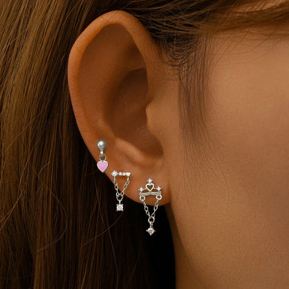 Heart Round Ball Flat Helix Piercing Earring 925 Sterling Silver Ear Studs Geometric Zircon Exquisite Trinket Studs Aretes