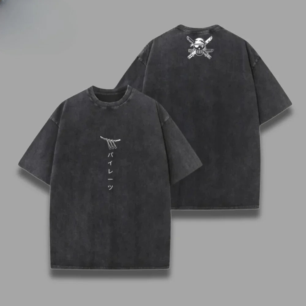 Short Sleeve Tee Anime Washed Vintage Graphic T-Shirt Man Women Cosplay Casual Tops 2026 Summer Y2k Streetwear