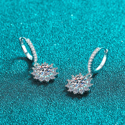 1ct Moissanite Earring 925 Sterling Silver with White Gold Plated Hoop Drop Earring for Women Wedding Engagement Jewelry