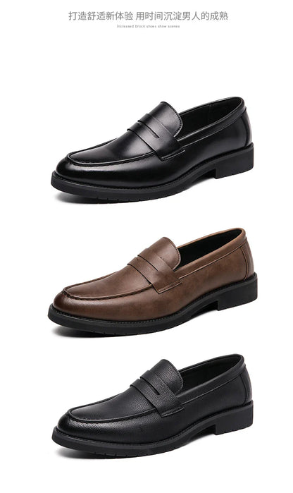 Classic Men's Dress Shoes Office Formal Leather Shoes High Quality Brogues Casual Business Shoes For Men Social Party Loafers