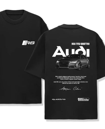 quattro men's cotton t-shirt streetwear sports car logo print black casual summer 2025 comfortable cotton loose t-shirt
