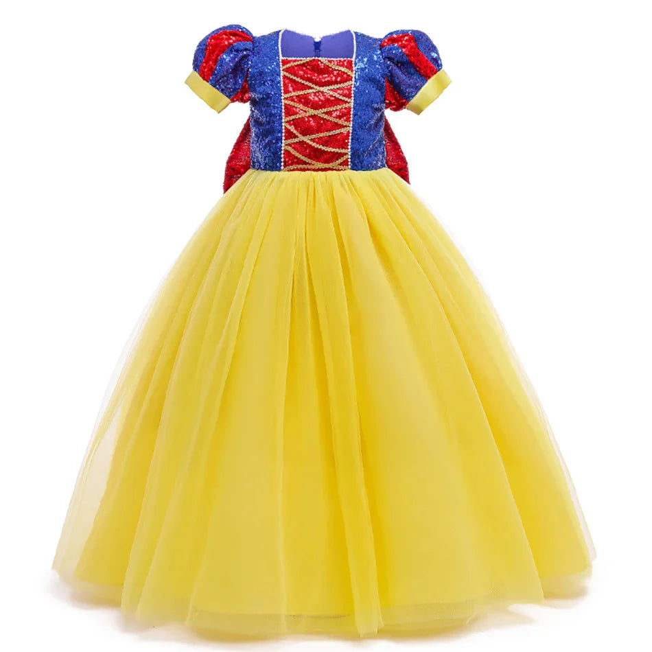Sequins Girl Snow White Fancy Dress Kids Carnival Christmas Party Princess Costume Children Birthday Performance Clothes