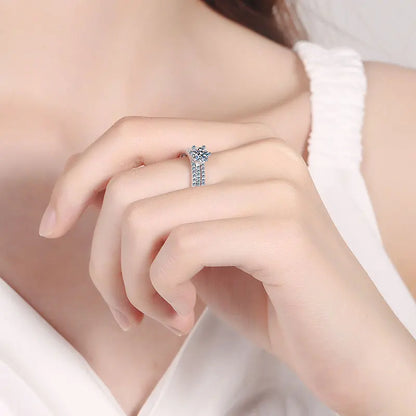2pcs Diamond Rings GRA Certified D VVS1 Moissanite 925 Sterling Silver Plated 18k white gold Wedding Band Bridal Sets