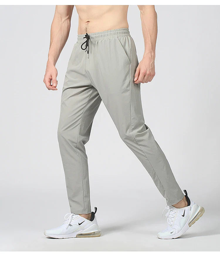 Gym Fitness Trousers Men's Pencil Pants Tight Jogging Running Breathable Quick-Drying Ice Silk Sports Wind Casual Fashion Pants